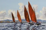 Ivan Sutton, Galway Hookers, Carraroe Bay, Galway, oil on canvas board