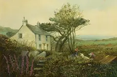 Children Feeding the Goat by Liam Treacy, 1981, oil on canvas, sold May 2021