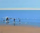 John Morris, Summer Beach, oil on board