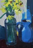 Still Life with Jug of Flowers by Brian Ballard, 2002, oil on canvas board, sold May 2021