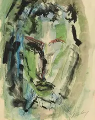 Jp Donleavy, Head Study, watercolour