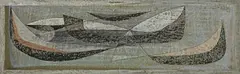 Kenneth Mahood, Boats, mixed media on paper