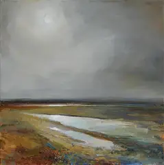 Jo Ashby, Late Evening, Low, Low Tide Sherkin, acrylic on canvas