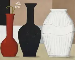 Geoffrey Robinson, Trio of Vases, acrylic on canvas