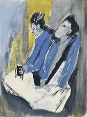 John O'Leary, Two Lads in a Pub, c.1967, gouache on card