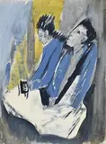 John O'Leary, Two Lads in a Pub, c.1967, gouache on card
