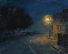 Leaving the Town by Maeve McCarthy, 2011, oil on board, sold May 2021