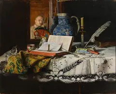 Karoly Bachmann Hungarian, The Artist at Work, oil on board