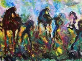 Declan O'Connor, Saddling Up, 2003, oil on canvas