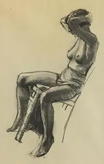 Niccola d'Ardia Caracciolo, Seated Nude, charcoal on paper