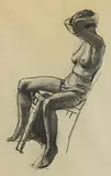 Niccola d'Ardia Caracciolo, Seated Nude, charcoal on paper