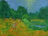 Desmond Carrick, Woodland Walk, oil on canvas board