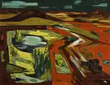Norah McGuinness, Yellow Flags, Sligo, oil on canvas