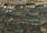 Kenneth Hall, Houses on Aran, oil on canvas board