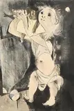 Child with Doll - Homage a Jankel Adler by Louis le Brocquy, 1949, limited edition lithograph drawn through carbon paper - numbered 10 from an edition of 20, sold Apr 2021
