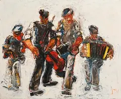 John B. Vallely, The Dancing Musicians, 1999, oil on canvas