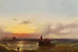 Edwin Hayes, Lobster Fishing, Dublin Bay, oil on canvas
