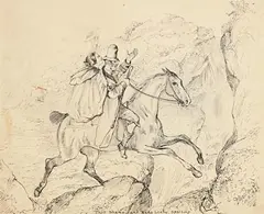 Daniel MacDonald, Tade Shane and Nano Leahy - Sporting, 1843, ink on paper