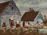 Maurice MacGonigal, Farmyard, Inverin, Connemara, oil on board