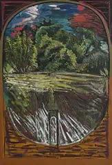 Brian Bourke Hrha Irish, Head in Landscape (No.2), 1970, oil on canvas