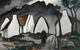 Returning Home by Markey Robinson, gouache on board, sold Apr 2021