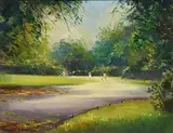 St. Stephen's Green, Dublin by Norman J. McCaig, oil on board, sold Apr 2021