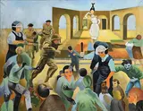 Marion Jeffares, Civil Unrest, Northern Ireland 1970's, oil on canvas
