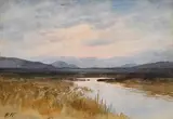 Evening Landscape, West of Ireland by William Percy French, watercolour, sold Mar 2021