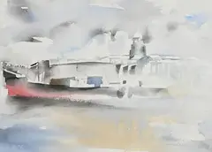 Liffey at the Customs House (1992) (W1146) by Louis le Brocquy, watercolour, sold Mar 2021