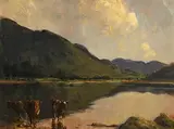 Cows Drinking at Water's Edge by James Humbert Craig, oil on board, sold Mar 2021
