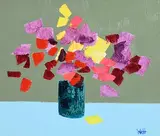 Kenneth Webb, Sweet Pea in Green Vase, oil on canvas