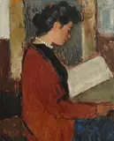 François Gall, Girl Reading, oil on board