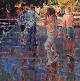 From the Shadow, Lismore River Pool by Arthur K. Maderson, oil on board, sold Mar 2021