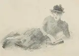 Reclining Lady by John Butler Yeats, pencil drawing, sold Mar 2021
