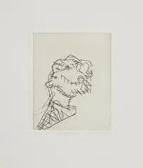 Frank Auerbach German-British, Reclining Head of Julia, 1998, etching - H.C. number 1 from an edition of 2 aside from an edition of 35