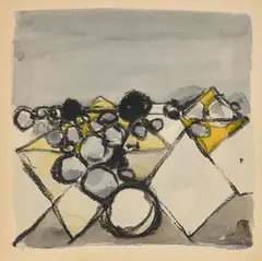 Abstract Landscape by Colin Middleton, gouache, sold Mar 2021