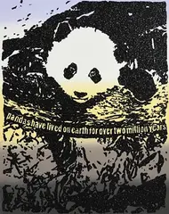 Rob Pruitt, Pandas Have Lived on Earth for Over Two Million Years, 2019, 6 colour screenprint with hand applied glitter on Somerset Satin Radiant White 410gsm Paper - number 32 from an edition of 125