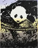 Rob Pruitt, Pandas Have Lived on Earth for Over Two Million Years, 2019, 6 colour screenprint with hand applied glitter on Somerset Satin Radiant White 410gsm Paper - number 32 from an edition of 125