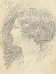 Portrait of Sophia Rosamund Praeger by William Conor, 1930, pencil drawing, sold Mar 2021