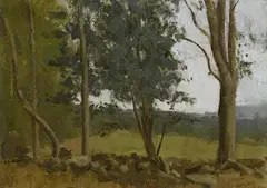 Colin Watson, Broken Wall and Trees, oil on canvas