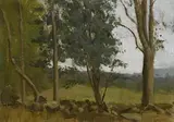 Colin Watson, Broken Wall and Trees, oil on canvas