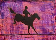 Ross Wilson, Horse and Rider, mixed media on board
