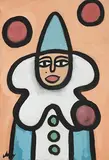 Clown by Markey Robinson, gouache, sold Mar 2021
