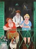 Afternoon in Provence by John Schwatschke, oil on canvas, sold Mar 2021
