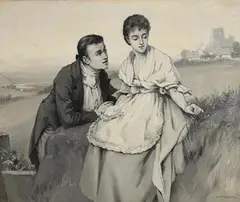 William Magrath, Courting Couple, oil on canvas