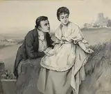 William Magrath, Courting Couple, oil on canvas