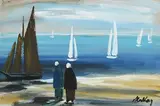 Watching the Regatta by Markey Robinson, gouache, sold Mar 2021