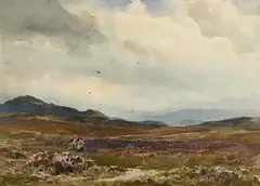 Gathering the Turf by Wycliffe Egginton, watercolour, sold Mar 2021
