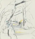 Peter Collis, Going South to Roundwood, pencil and crayon