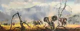 Kenneth Webb, Elephants at Kilimanjaro, oil on canvas